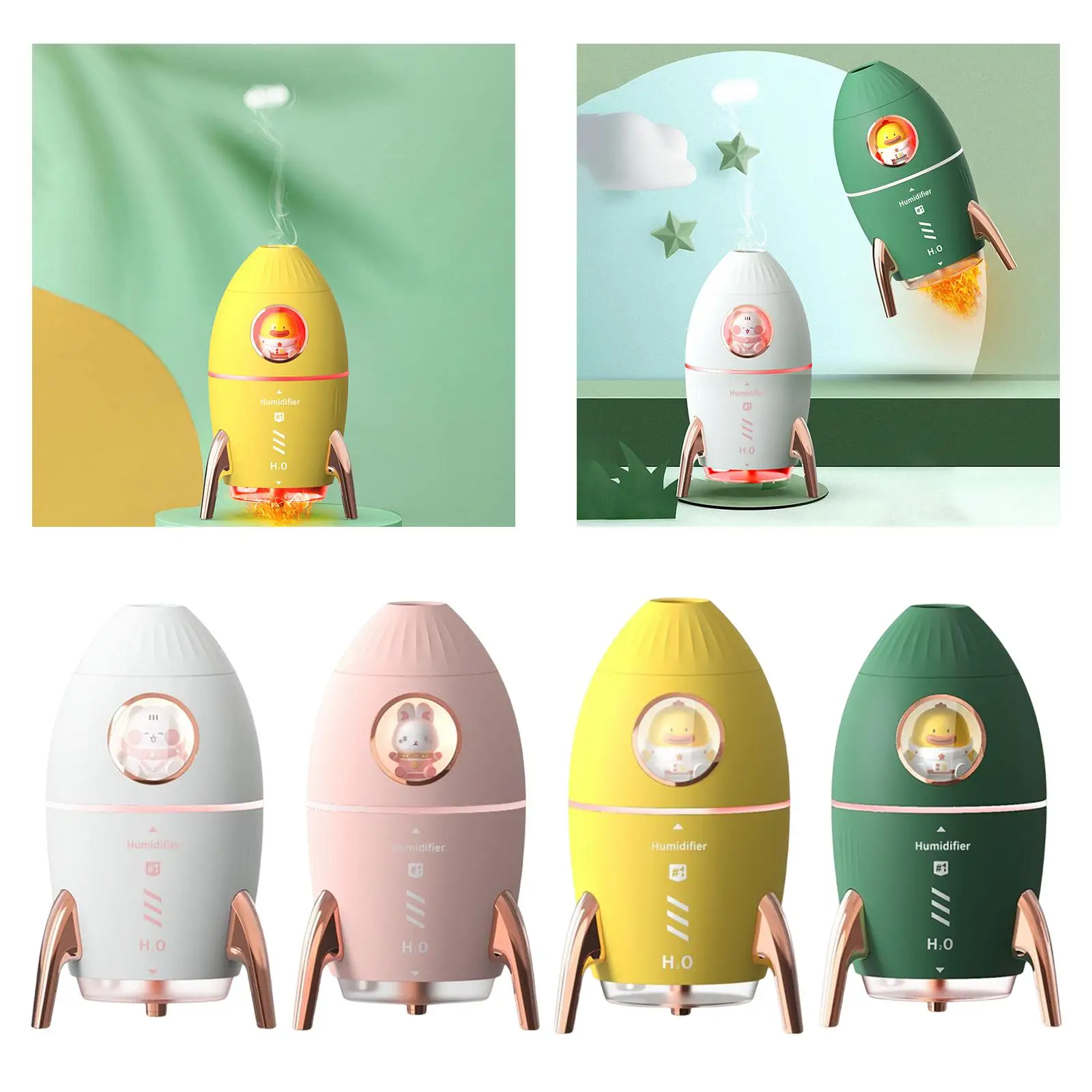 Portable 350ml Air Humidifier Tabletop Silent USB Night Light for Office Bedside Indoor Bedroom Home