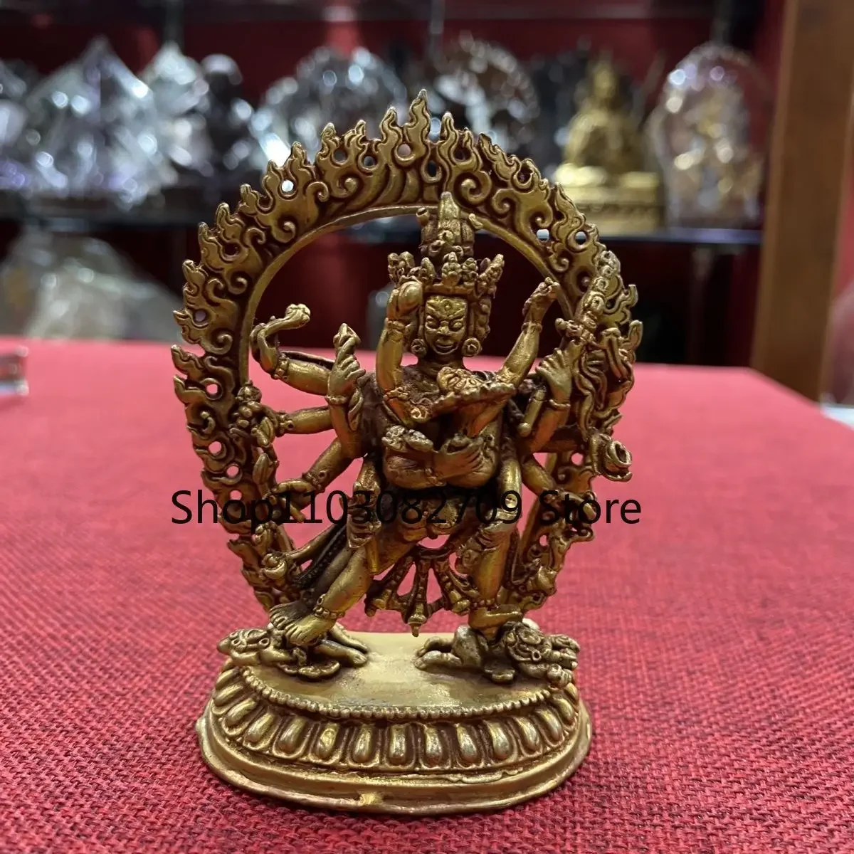 3-Inch Shengle King Kong small Buddha statue pure copper gilt Buddha statue imported from Nepal Shangle King Kong about 9cm high