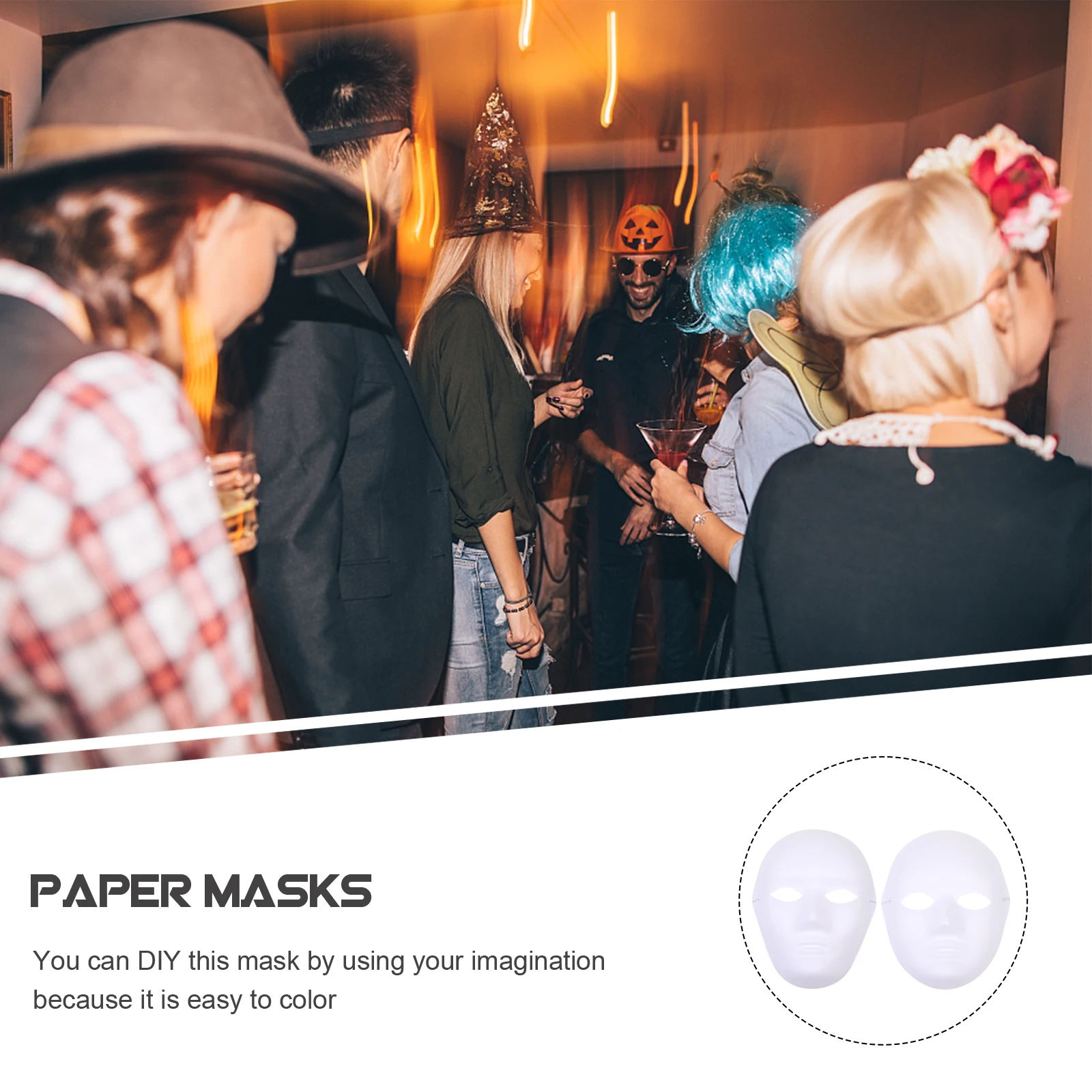 

6pcs White Paper Masks Unpainted Decorative Face Accessories for Party Masquerade Ball DIY Paintable Craft Supplies