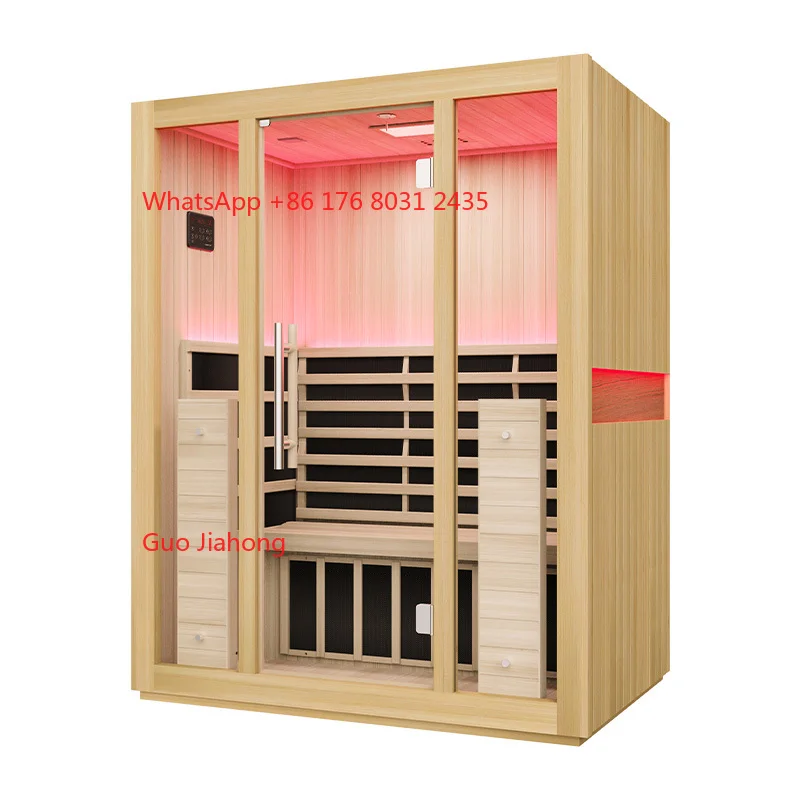 

Modern 1-3 Person Far Hemlock Wood Sauna Room 220V Electric Heating with Control Panel for Health and Relaxation