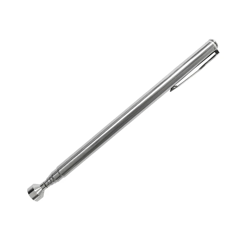 Portátil Rotatable Silver Magnetic Pickup, Pen Clip Retrátil, Magnet Suction Rod, Hand Tool