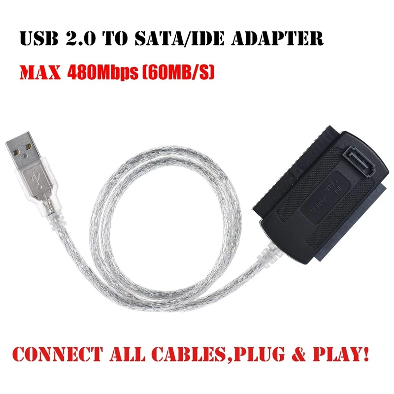 Adaptateur SATA PATA IDE vers USB 2.0, câble convertisseur pour disque dur HDD 2.5 pouces 3.5 pouces avec prise UE externe