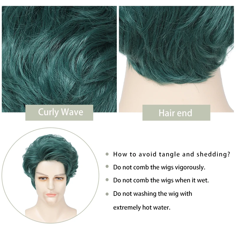 Мужской зеленый короткий чехол на голову на Хэллоуин для косплея, аниме-парик клоуна для выступления на сцене, парик из синтетического волокна