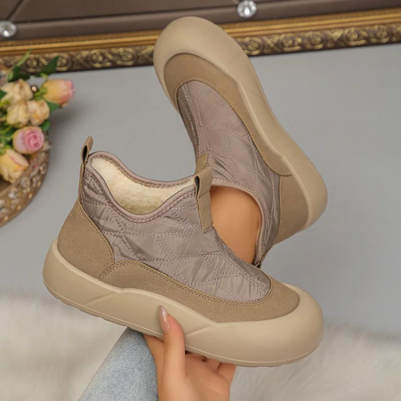 المطاط شقة جولة تو الفم العميق الاصطناعي قصيرة أفخم عارضة منتصف الكعب (3-5 سنتيمتر) منخفضة أعلى الانزلاق على الأحذية الجوارب