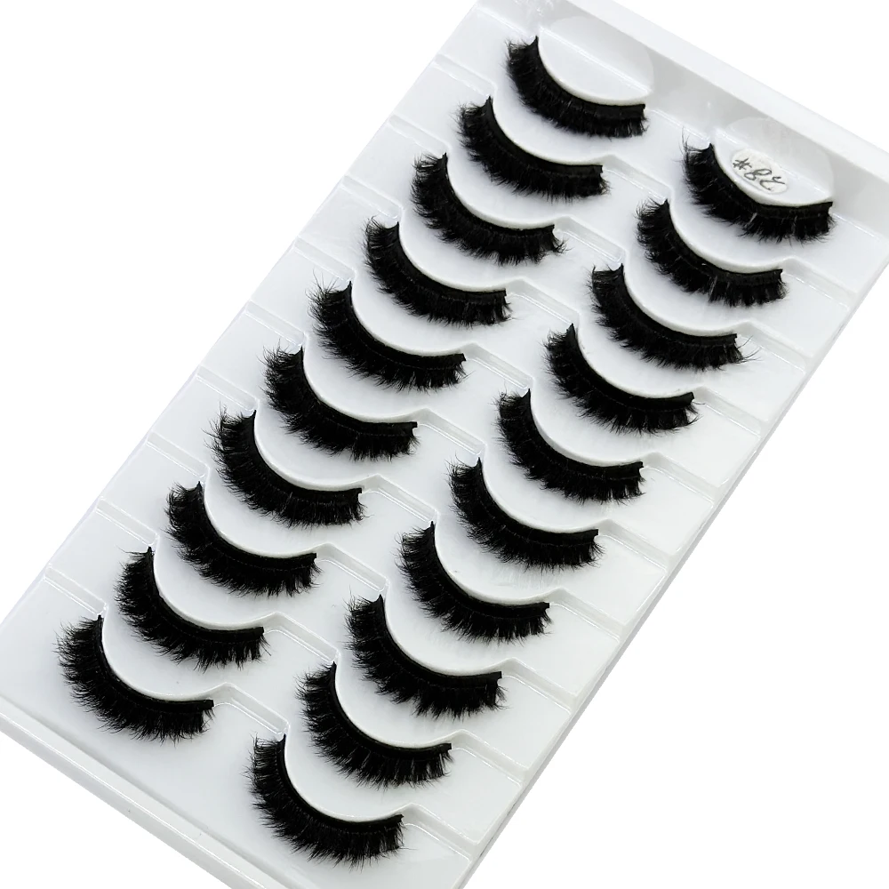 New 10 Pairs Eyelashes 3D Mink Lashes Fluffy Soft Wispy Natural Long Cross Eyelash Extension Lashes Mink False Eyelashes Makeup