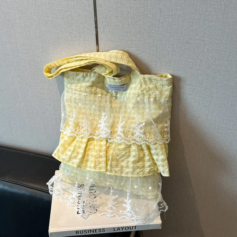 

Повседневные сумки на плечо с кружевными украшениями, новинка лета, милые женские сумки 2025, хит продаж, универсальные повседневные женские сумки