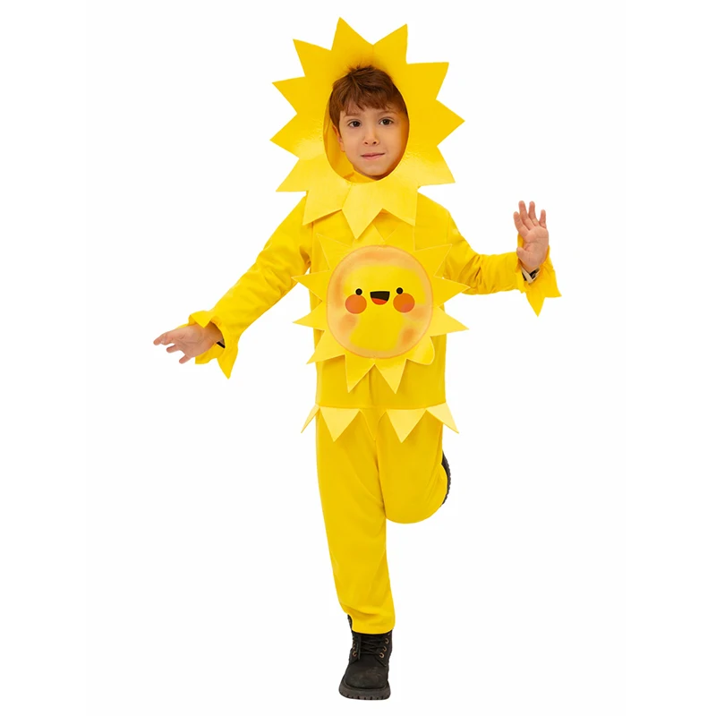 Rape flower Children Cosplay Costume Plant Sunflower Holiday Party Boy Clothes School Cute Stage Performance chrysanthemum