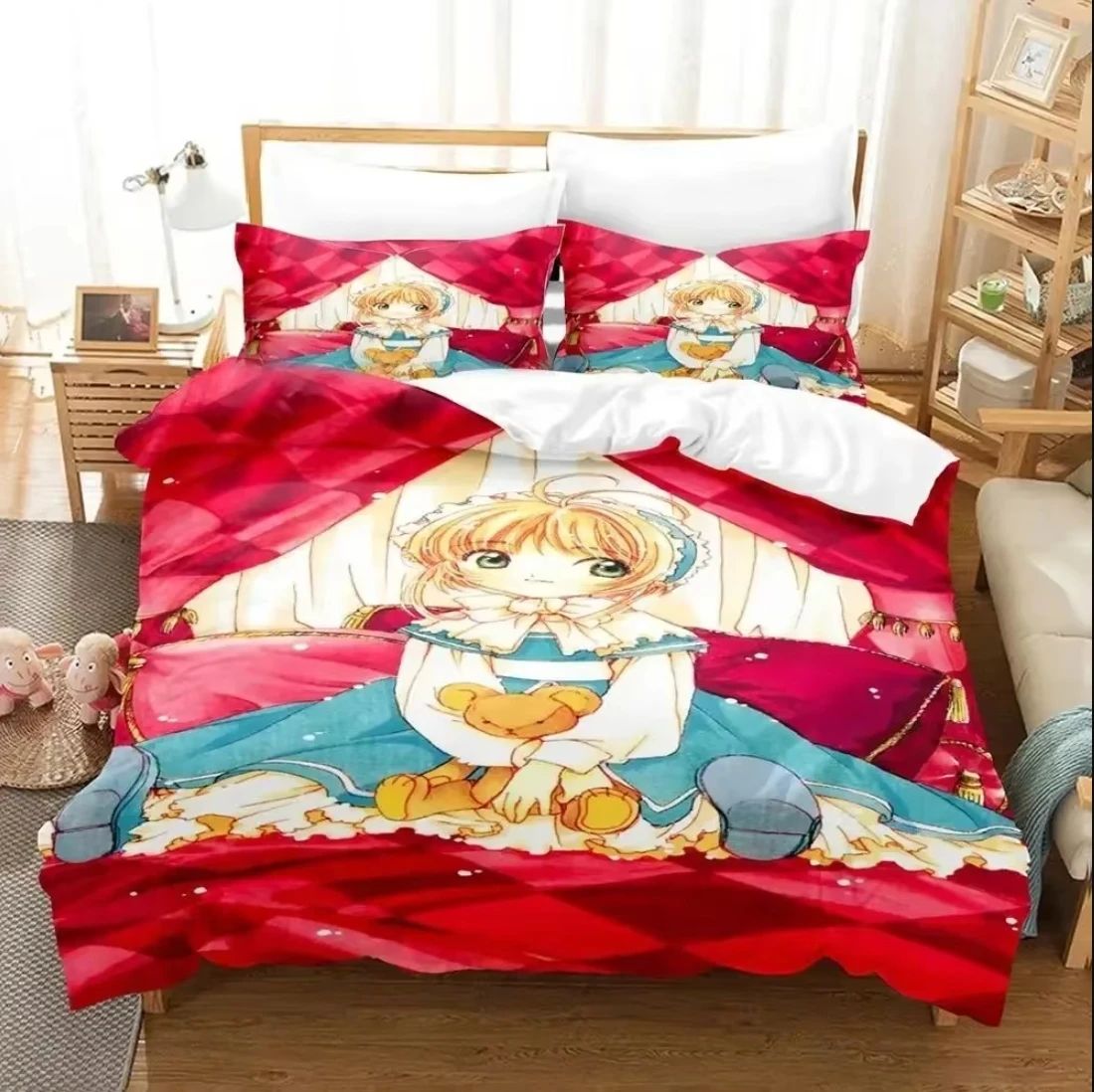 

3D Print Anime Cardcaptor Sakura Bedding Set Duvet Cover Bed Set Quilt Cover Pillowcase Comforter king Queen Size Boys Adult