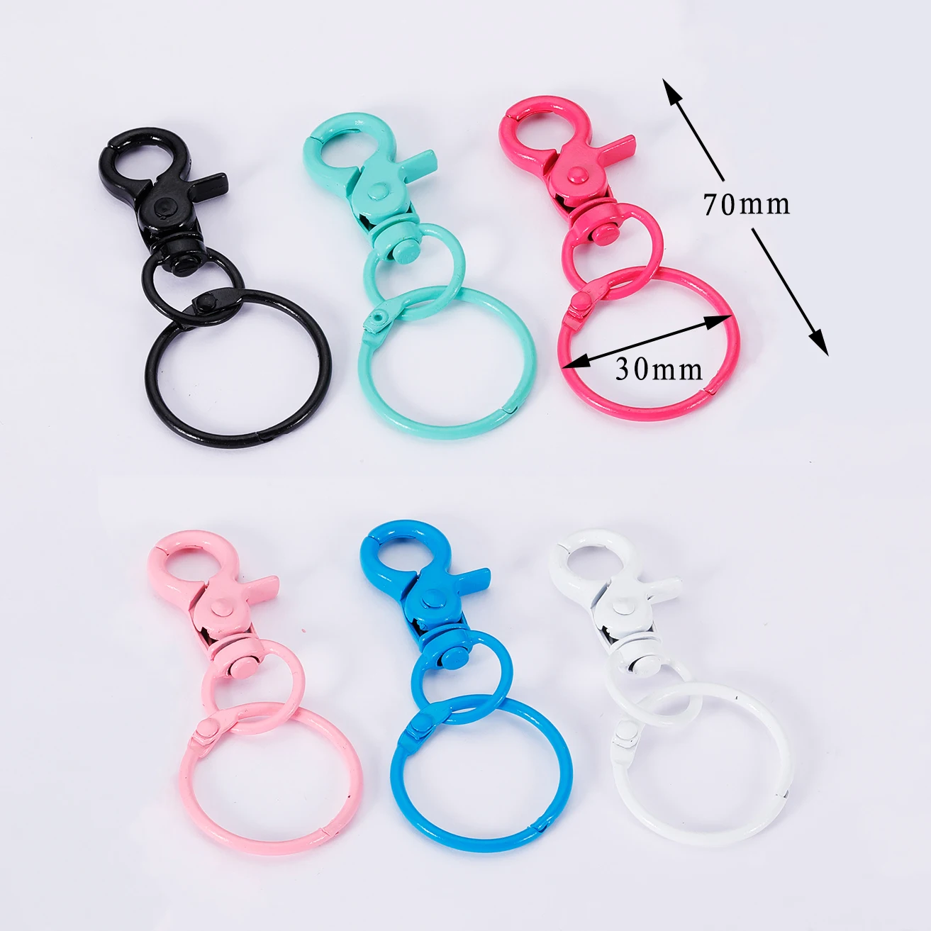 70mm Metal Snap Hook Trigger Lobster Clasps Clips Spring Gate Leather Craft Leash Bag Strap Webbing Keychain Hooks with Ring