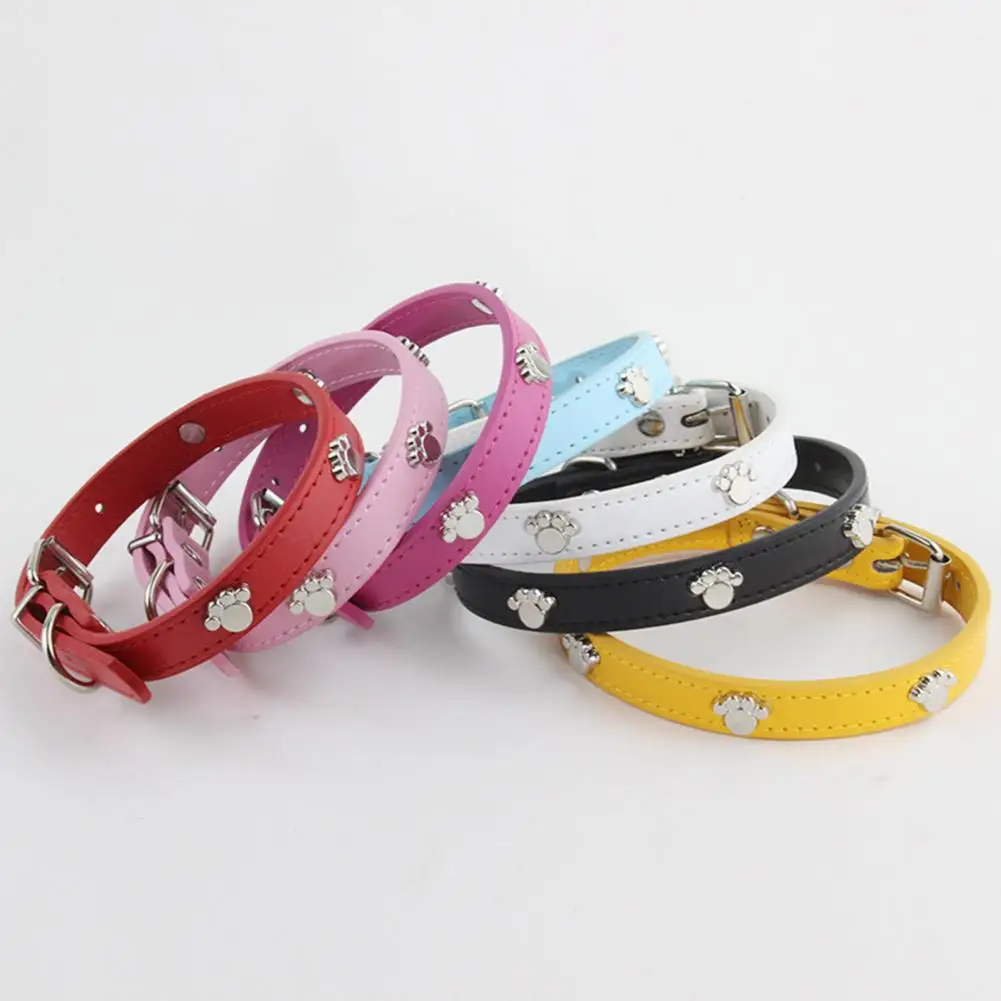 Pet Dog Collar Adjustable Leather Solid Color Dog Necklace for Small and Medium-sized Dog Collars Pet Supplies