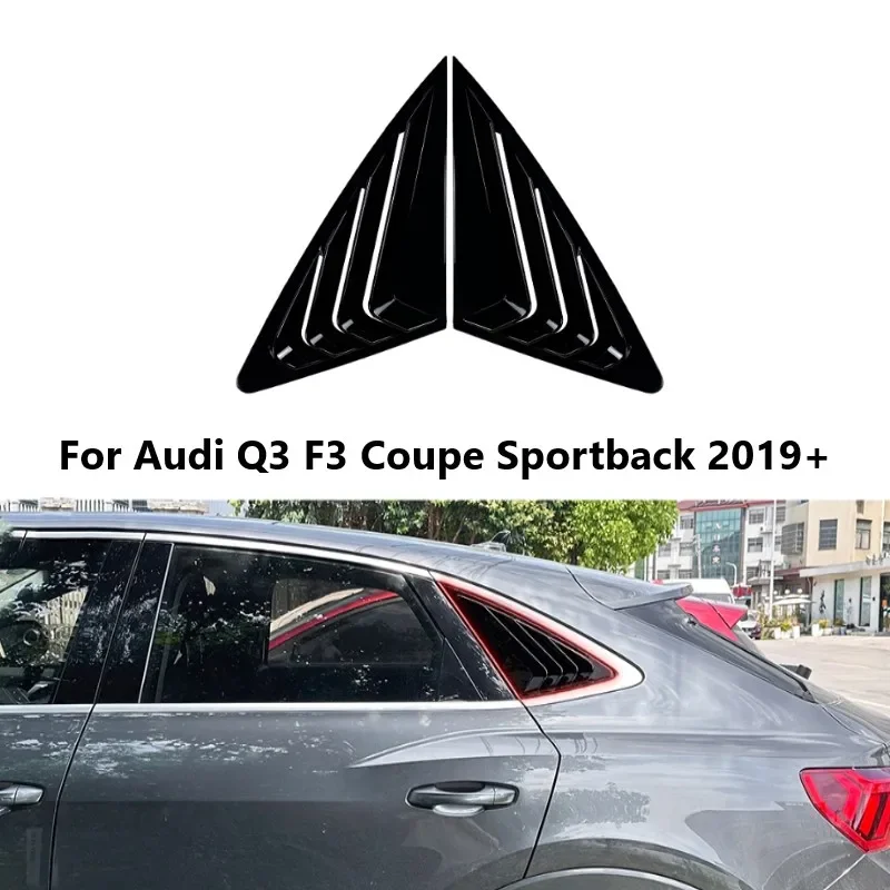 

Car Rear Window Louver Cover Trim For Audi Q3 F3 Coupe Sportback 2019+ Triangular Shade Window Stickers Shutter Body Kits