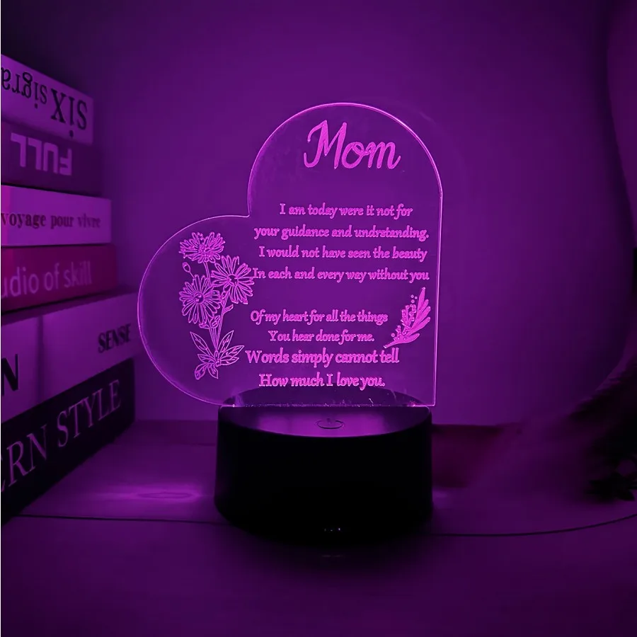 1pc Sister Night Light, Send Sisters To Send Girlfriends Gifts, 7 Color Change 3D Acrylic Night Light To Send Friends Birthday G