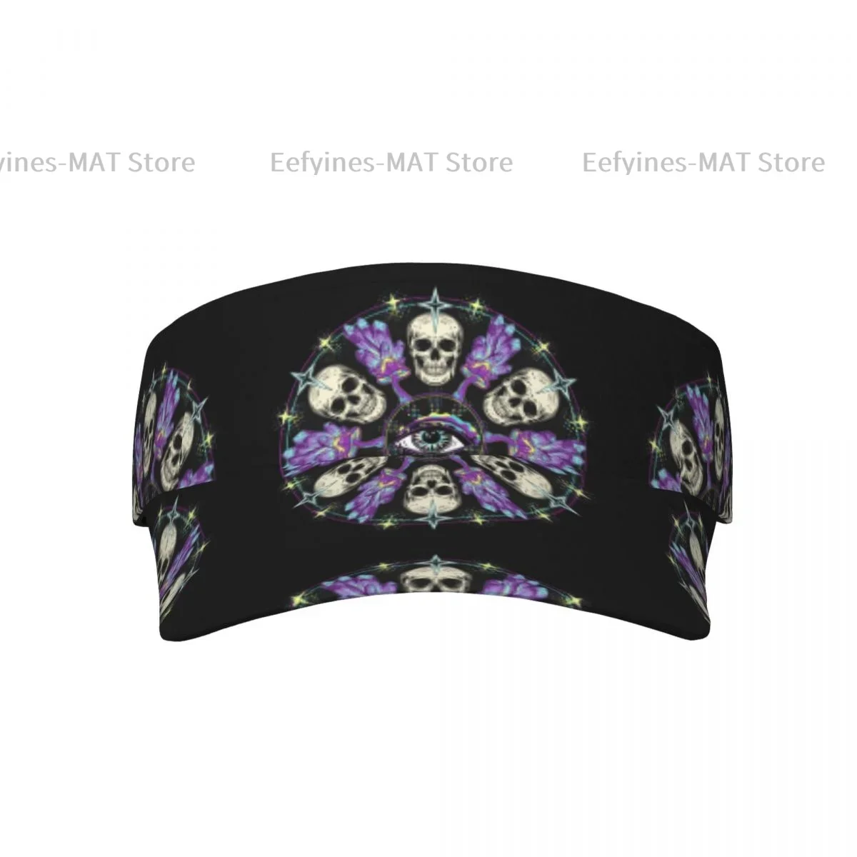 Summer Sun Hat Men Women Adjustable Visor Top Empty Mandala With Skull Fantasy Mushrooms Crystals Sports Tennis Golf Running Cap