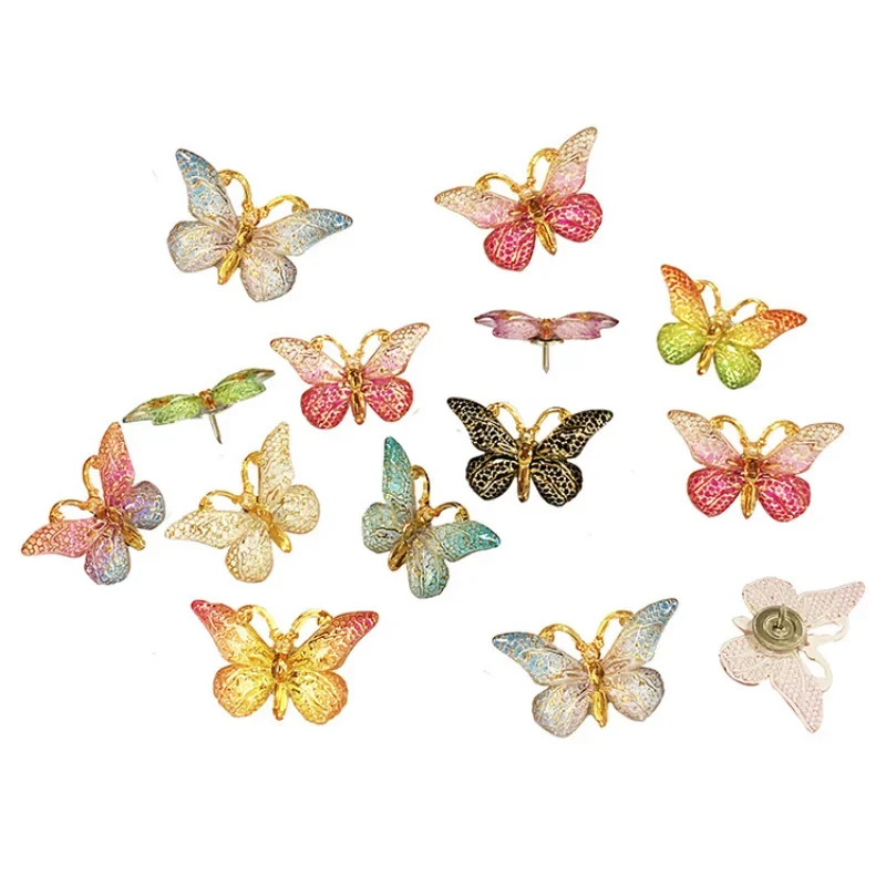 Chinchetas con forma de mariposa para decoración, tachuelas de corcho, tablero de bricolaje, papelería de oficina, foto fija, clavo de pared, 12 piezas