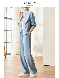 Vimly Baseball Suit Sports Matching Sets Spring and Autumn 2023 New Casual Jacket Wide Leg Pants 2 Piece Sets Women Outfit V7712