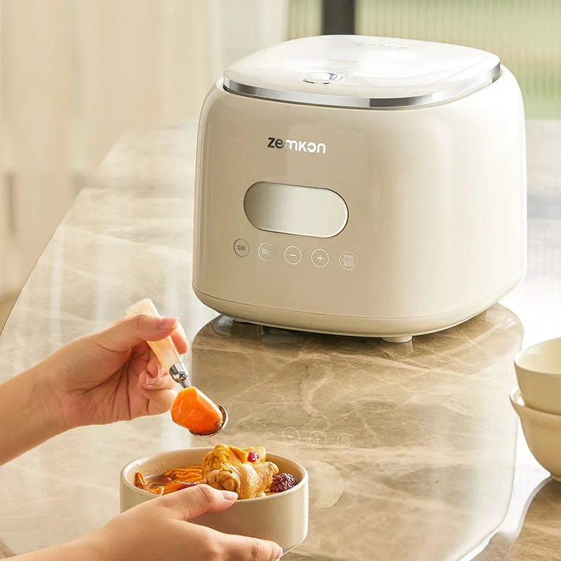 German ZEMKON 2.5L Electric Rice Cooker Stainless Steel No Coating for 3-4 People Mini Household Rice And Soup Separator