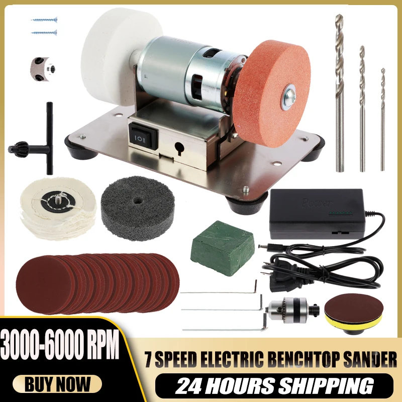 

Mini Electric Benchtop Sander Machine Tool 7 Speed Adjustable Polishing Buffing Sanding Machine Drilling Grinder Machine