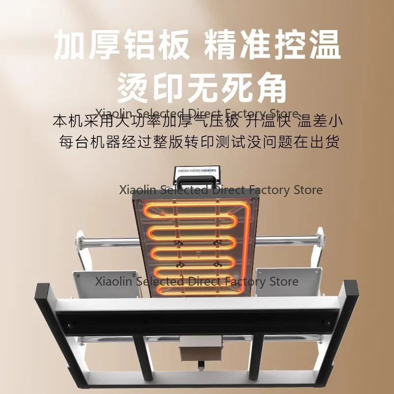 Pneumatic Double-Station Upward Sliding Pneumatic Garment Label Press Machine for Logo Heat Transfer and Rhinestone Pressing