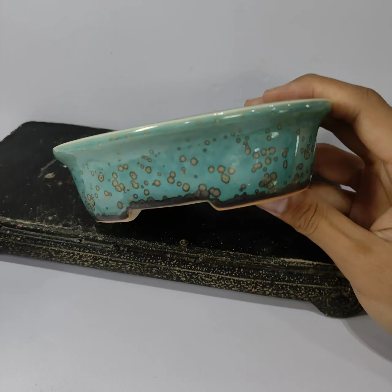 2025 Hot sale Oval shaped glazed Yixing bonsai pot