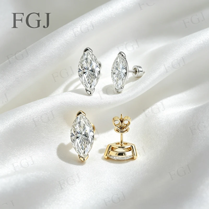 

925 Sterling Silver D Color Moissanite Drop Earrings 0.6ct/1ct/2ct Marquise Cut Fine Jewelry for Daily Wear & Mother's Day