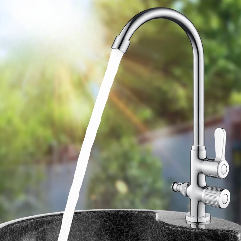 Outdoor Faucet Washbasin Courtyard Outdoor All-copper Dual-use Single-cooling Sun Protection Anti-freeze Crack Double Hole