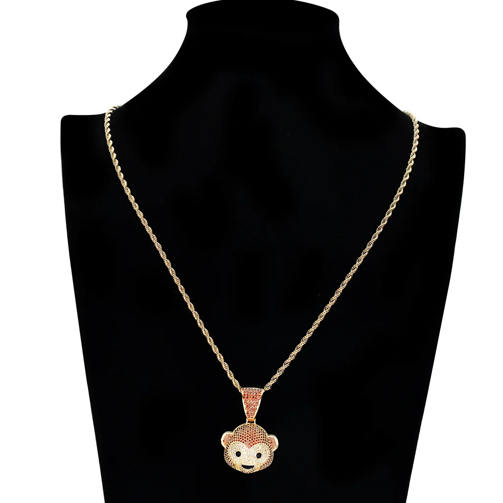 

Cute Little Monkey with Zircon Pendant Necklace, Collarbone Chain, Men's and Women's Accessories