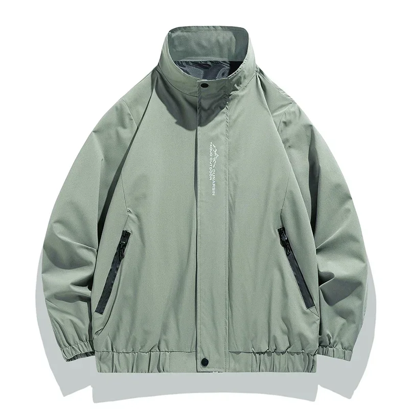 Spring Autumn New Baseball Collar Short Loose Solid Color Jacket Men Business Casual Thin Coat Trend Windbreaker Zipper Jacket