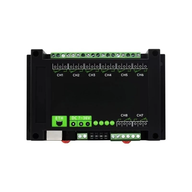 8-ch Ethernet Relay Module, Modbus RTU/Modbus TCP Protocol, PoE port Communication, Various Isolation And Protection Circuits