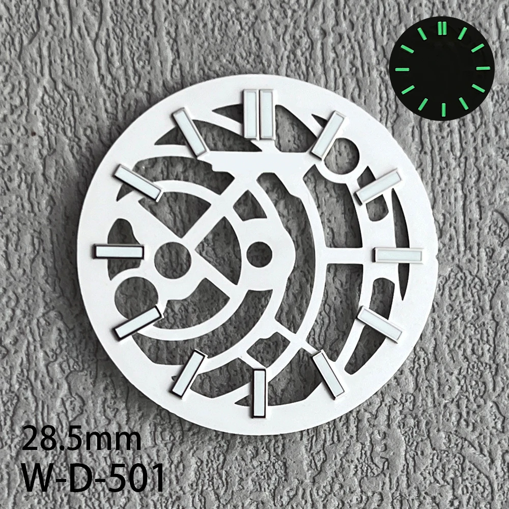 28.5 ミリメートル S ロゴマットダイヤル NH70/NH72 ムーブメントに適したグリーン発光中空アウト高品質時計修正アクセサリー