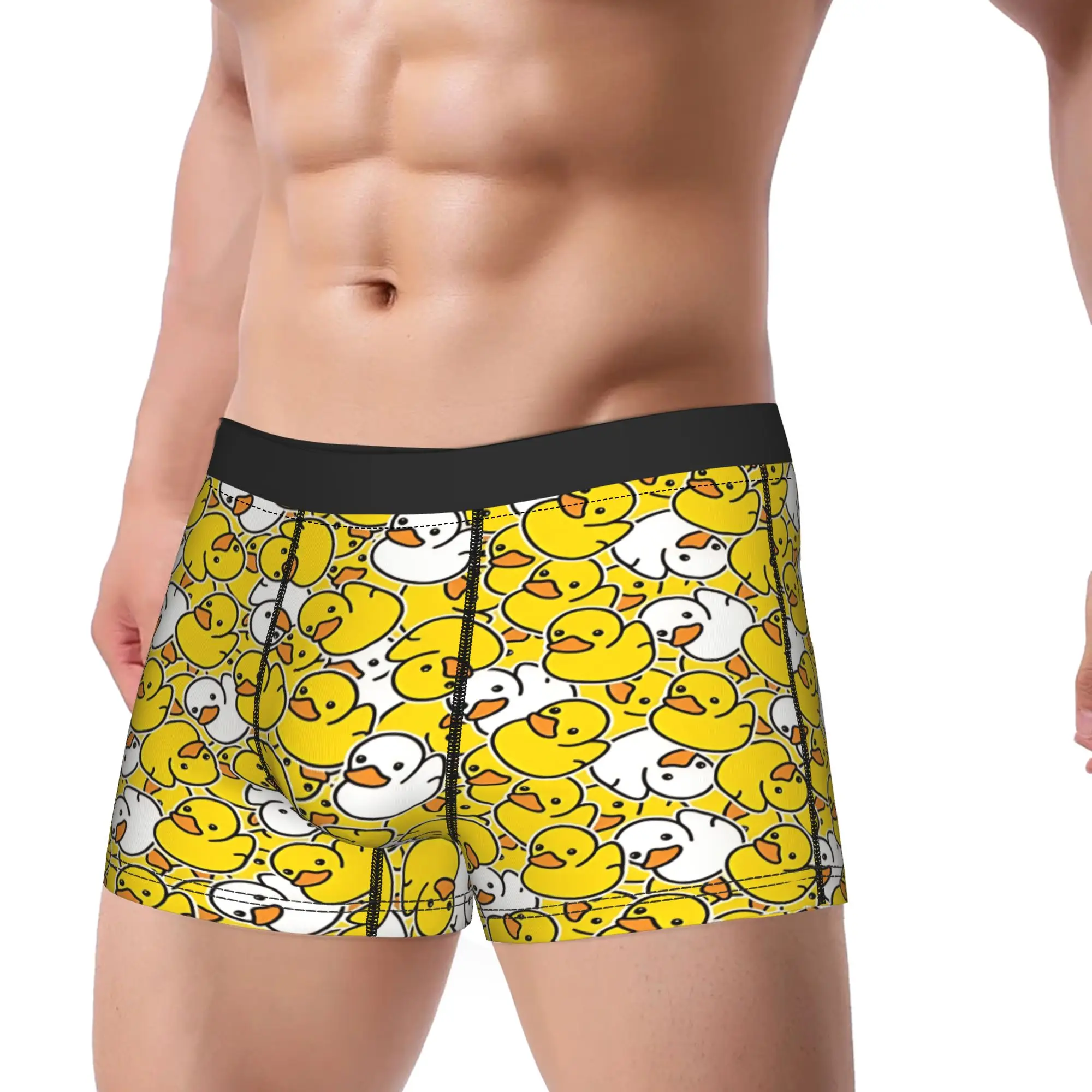 Cartoon Happy Rubber Duck Boxer Shorts  Pouch Underwear Trenky Custom Boxer Brief Breathable Men Panties Big Size 2XL