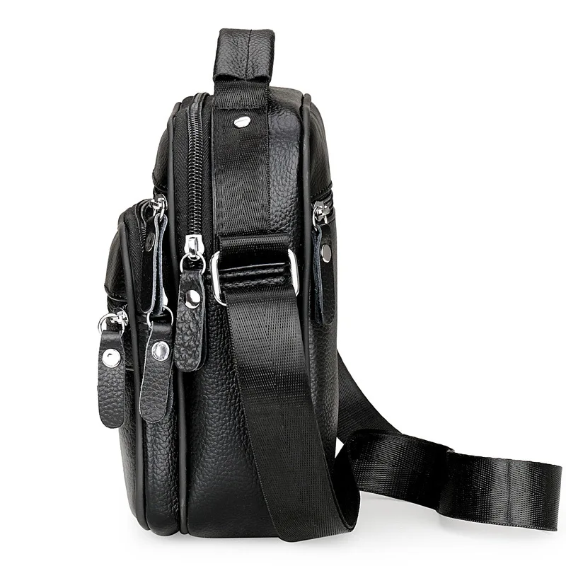 PU leather men's hand-held crossbody bag, water-resistant, high-end, for business commuting, single shoulder bag
