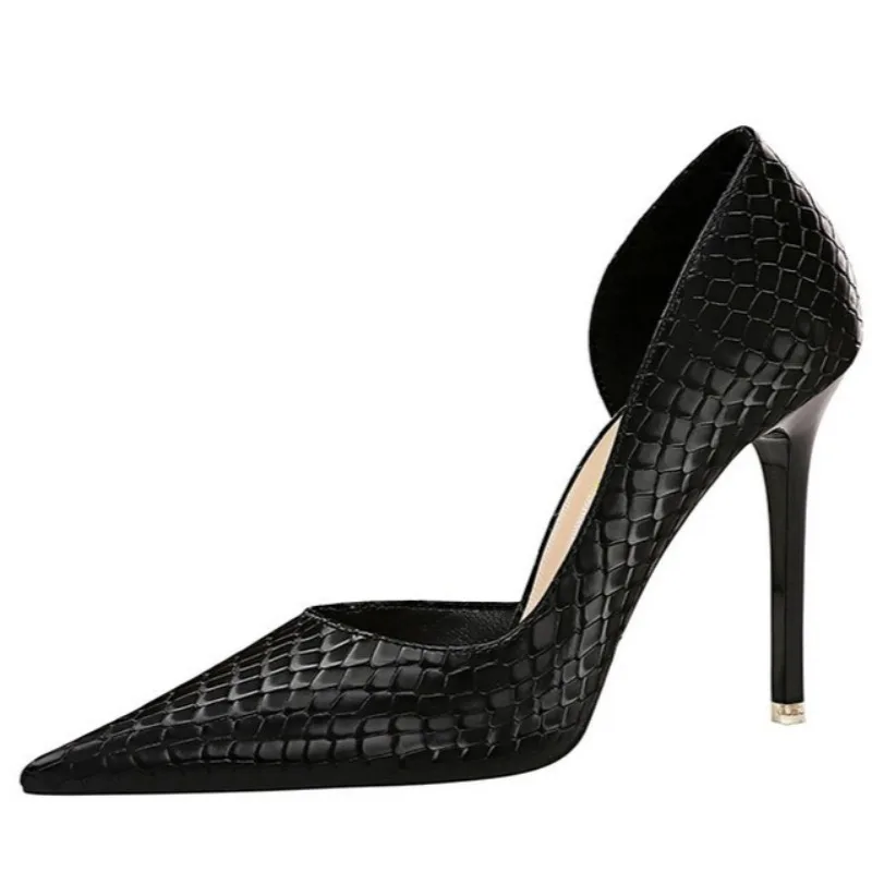 مثير الأفعى نمط رقيقة عالية الكعب النساء الرجعية الضحلة مكتب أحذية جديدة 2026 الأحذية موضة أشار تو مضخات أحذية التعري #6