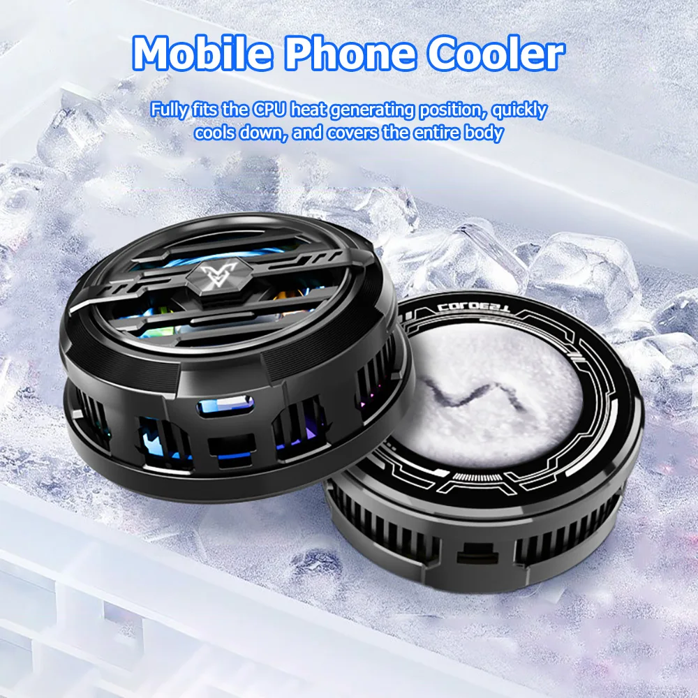 15W Magnetic Phone Cooler RGB Gaming Radiator with Removable Back Clip Silent Fan Cooling Holder for Mobile Tablet Type C