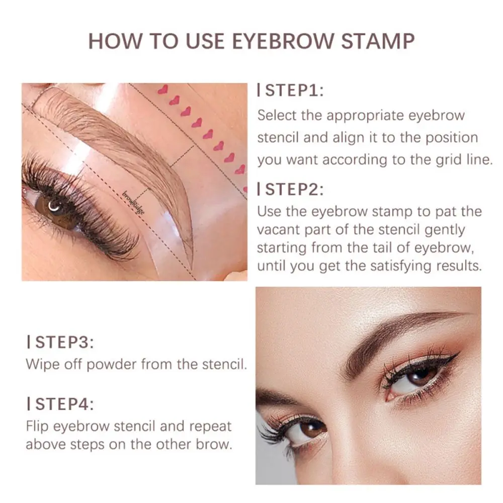 ​ With 10 Kinds Reusable Eyebrow Stencils Eyebrow Pen Brushes Brow Stamp Shaping Kit Eyebrow Stamp Shaping Makeup Set One Step