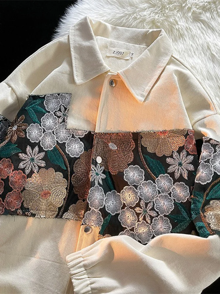 

Мужская вышитая куртка-жакет на весну-осень, стильная, в американском стиле, для пар, рабочая одежда