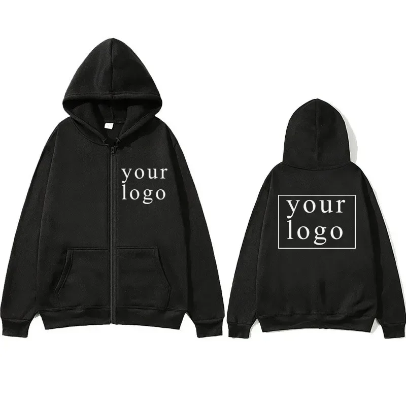 2024 New Fashion: Personalized Customization of Your Own Design Brand Logo/Images, Men's and Women's DIY Zipper Open Hoodies any