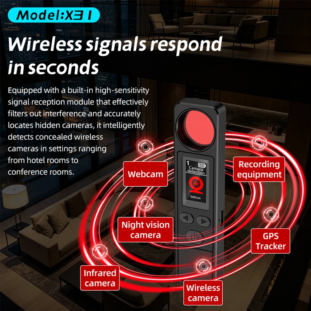Wireless Signal Detector WiFi Hidden Device Anti-Spy Camera Finder/GPS Tracker/Multiple Modes for Hotel, Bathroom, Office