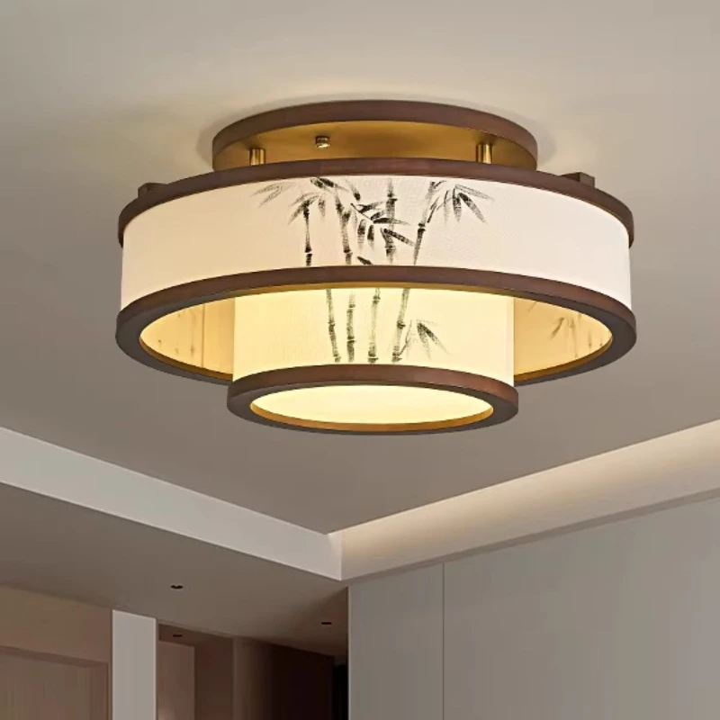 

Living room ceiling light New Chinese bamboo leaf Chinese style solid wood dining room Bedroom study B & B box light