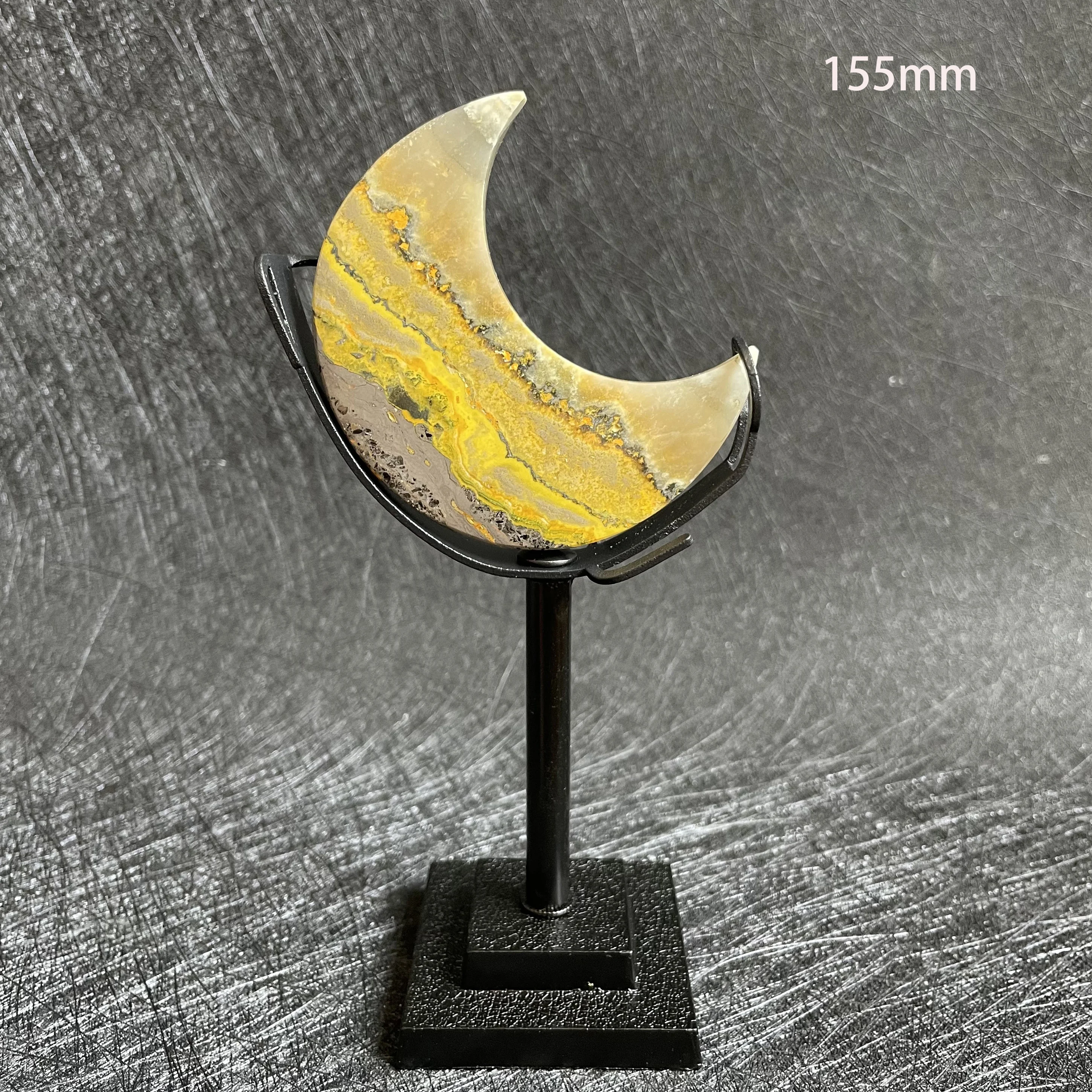 Natural Bumblebee Moon Crystal Carving Polished Quartz Home Decor Healing Gift Reiki