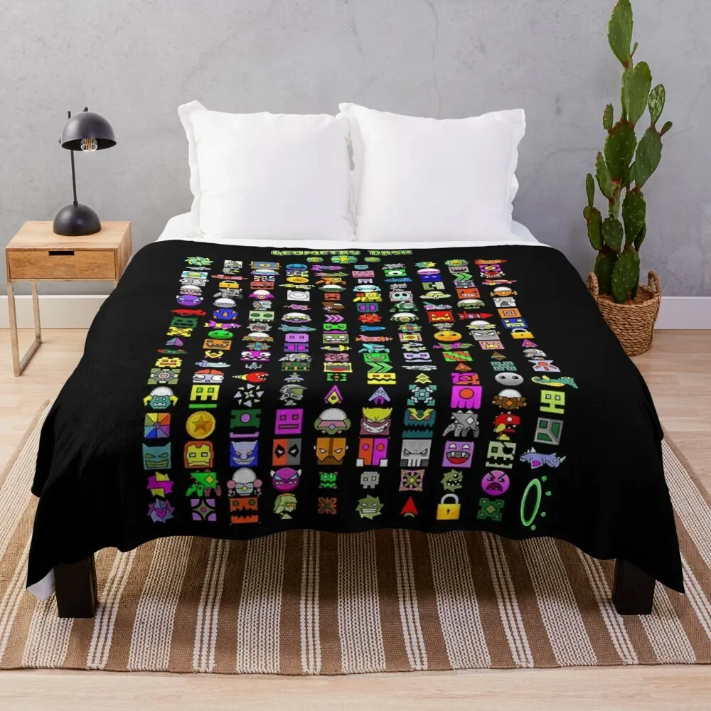 

Geometry Dash Throw Blanket Hairys Retros Blankets