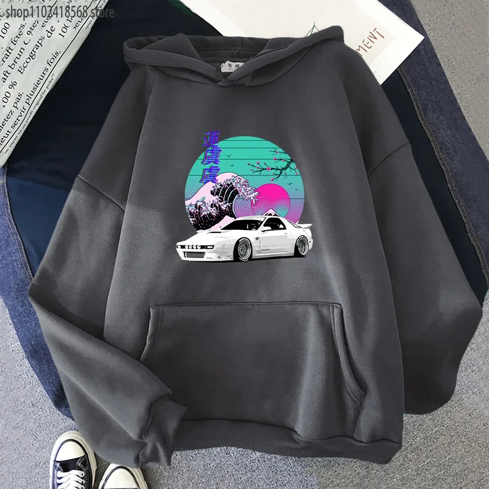 

Initial D Hoodie For Japanese Vaporwave JDM Legend Car RX7 Print Sweatshirt Women Harajuku Men Long Sleeve Anime Tops Crewneck