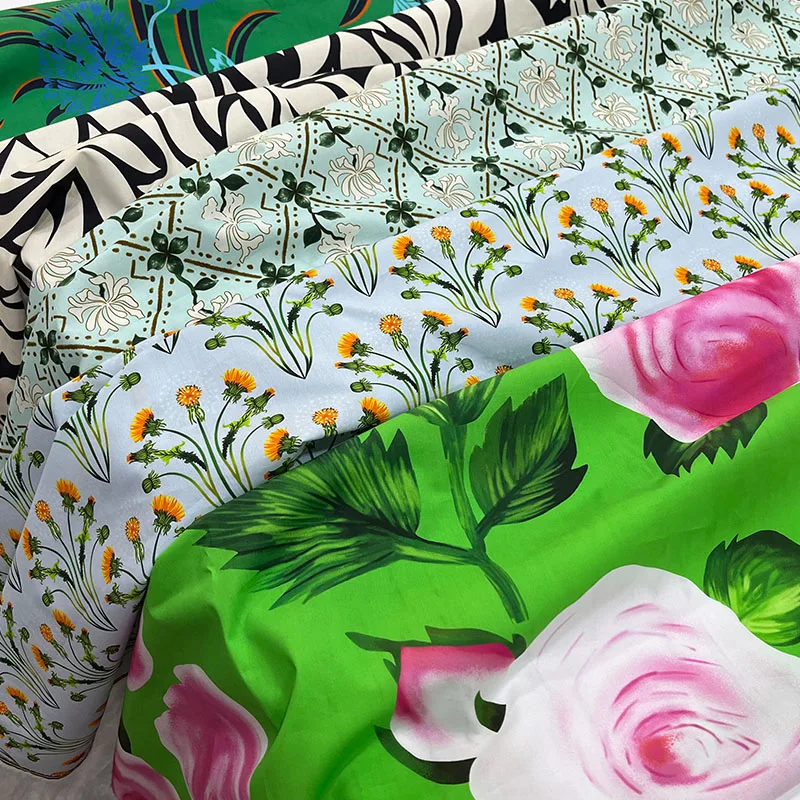 2023 Brand Pattern Fashion Printing Fabric Pure Cotton Poplin High Quality Handmade Garment Skirt Fabric for Sewing Dress