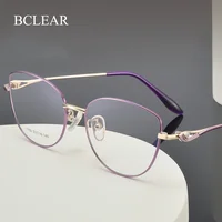 Monturas de gafas de aleación para mujer, montura de gafas graduadas ópticas, lentes transparentes, montura de gafas doradas, nuevo diseño de marca 2025