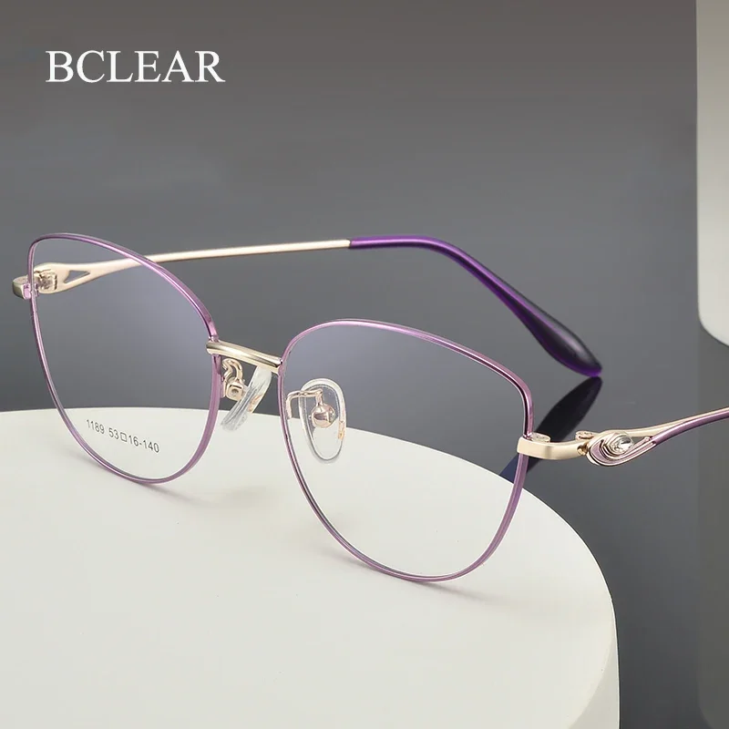 Alloy Women Glasses Frames Optical Prescription Glasses Frame Clear Lens Eyewear Gold Eyeglasses Frame 2025 New Brand Design
