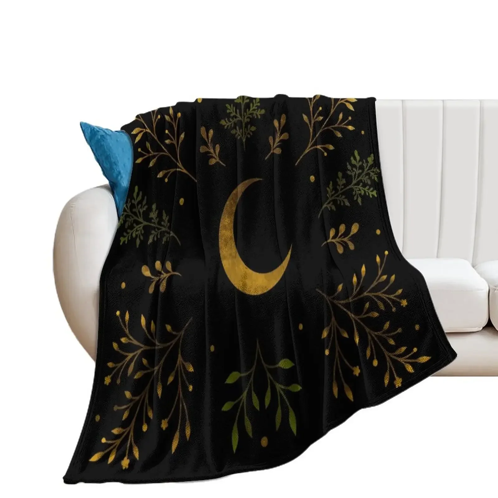 Crescent Moon Gold Throw Blanket warm winter Quilt Blankets