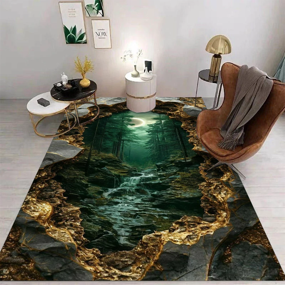 

3D Cave Scenery Ocean Scenery Floor Mat Living Room Bedroom Kitchen Bathroom Home Decor Gifts Beach Carpets Room Home Decoration