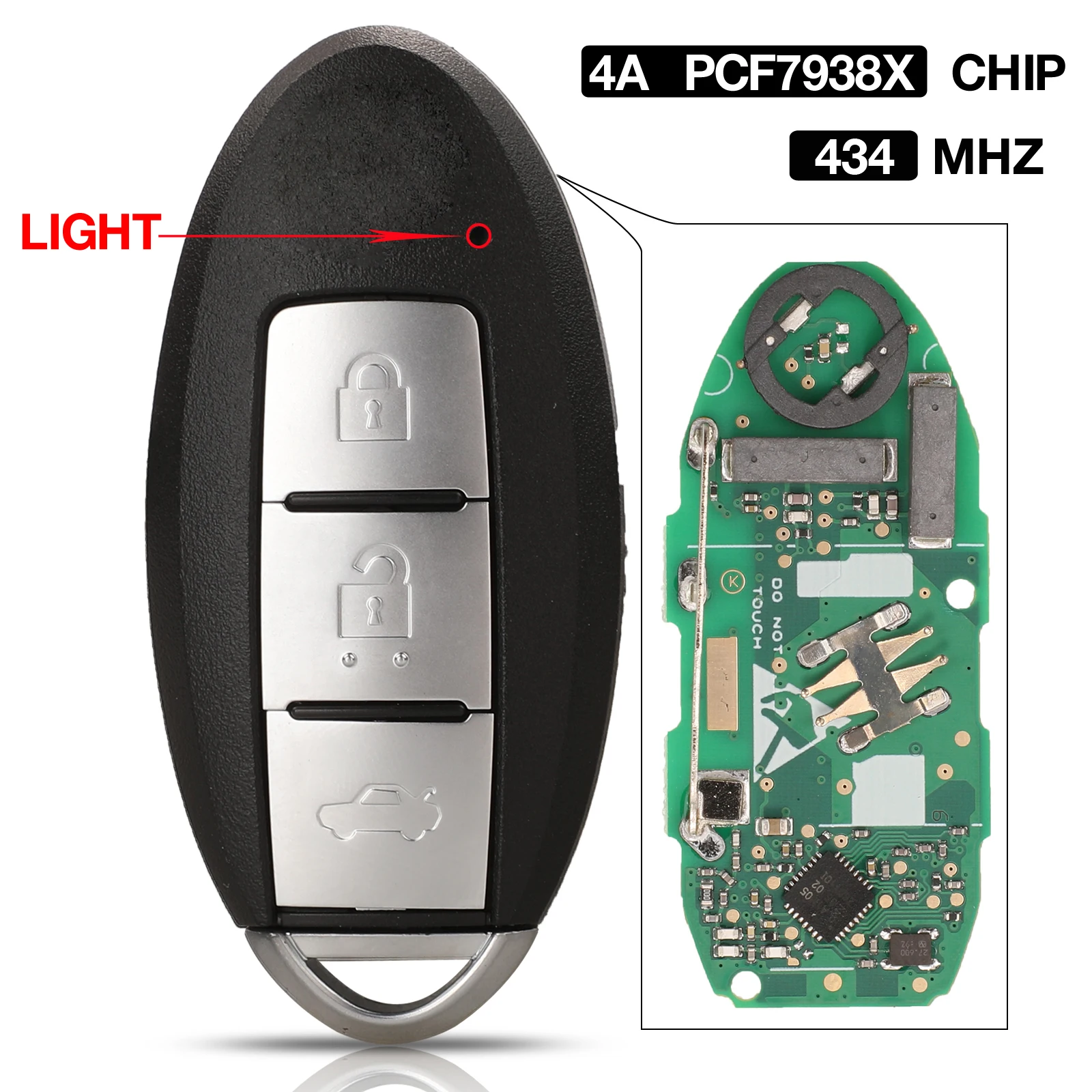 

jingyuqin 2/3 Buttons 433Mhz 4A Chip Car Keyless Smart Remote Key For Nissan Altima Maxima Teana KR5TX1N S180144500 S180144501