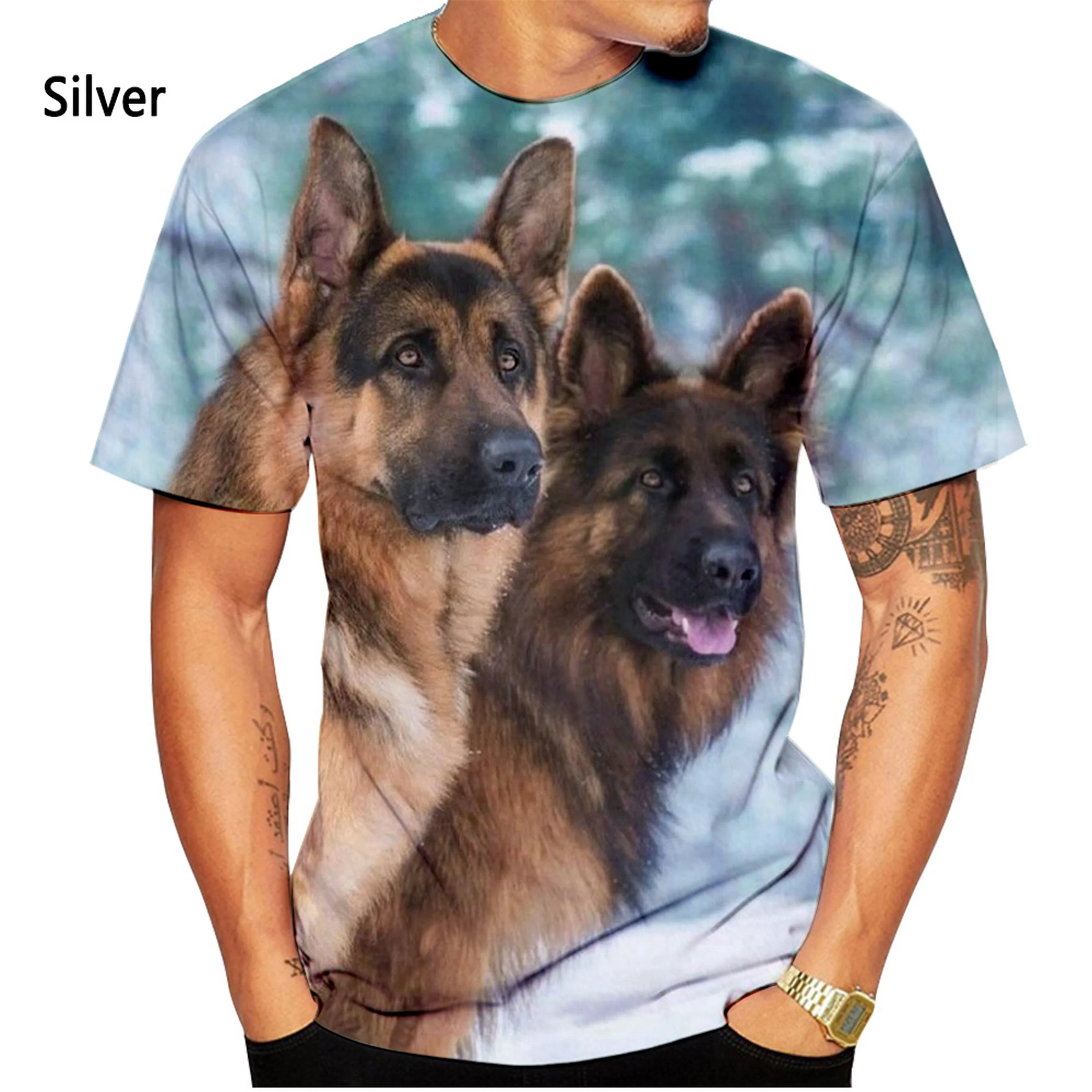 2022 Men\'s and Women\'s Summer Casual Short-sleeved Dog Shirt Tops New Fashion German Shepherd 3D Printing T-shirt