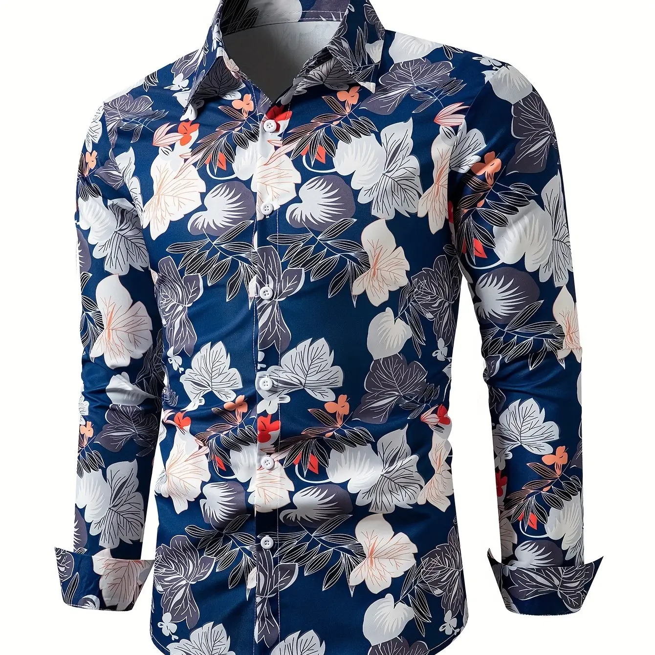 

2024 Fashion Trend Street Style Shirt 3D Printed Floral Pattern Printed Long Sleeve Shirt Lapel Shirt Casual Menswear