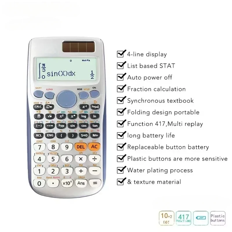 3PCS Teaching Scientific Calculator LED Display Student Style Pocket Multiple Function Calculator 991ES PLUS Student Products